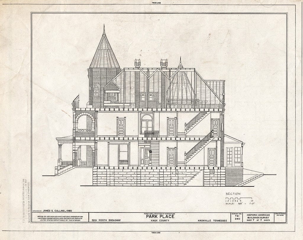 Blueprint HABS Tenn,47-KNOVI,10- (Sheet 7 of 7) - Park Place, 5201 North Broadway, Knoxville, Knox County, TN