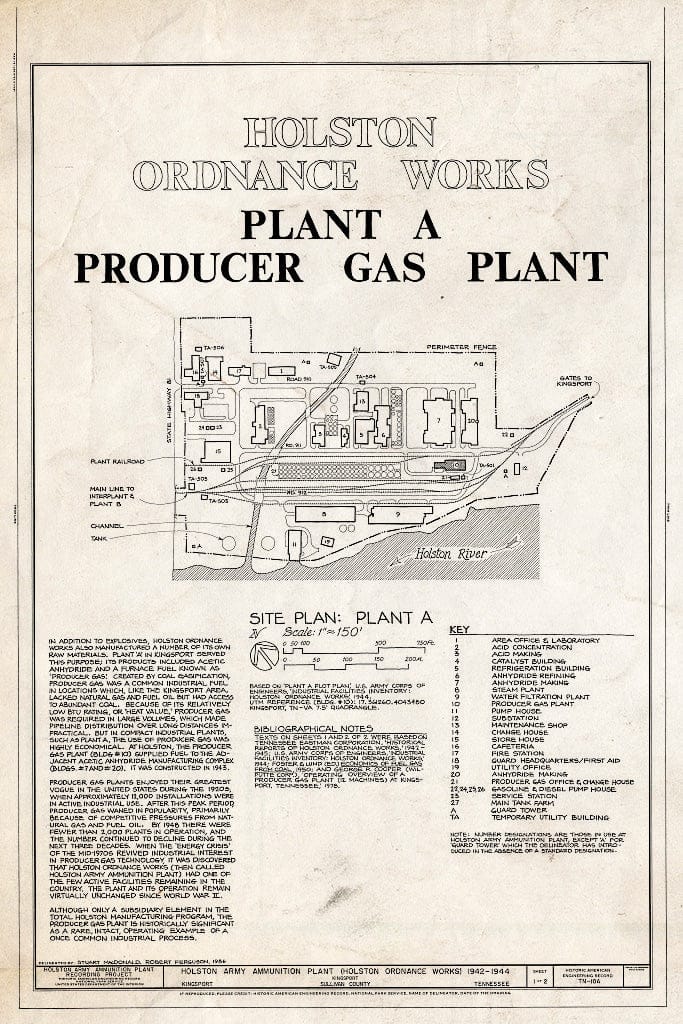 Blueprint Holston Ordnance Works, Plant A Producer Gas Plant-Title Sheet - Holston Army Ammunition Plant, Producer Gas Plant, Kingsport, Sullivan County, TN