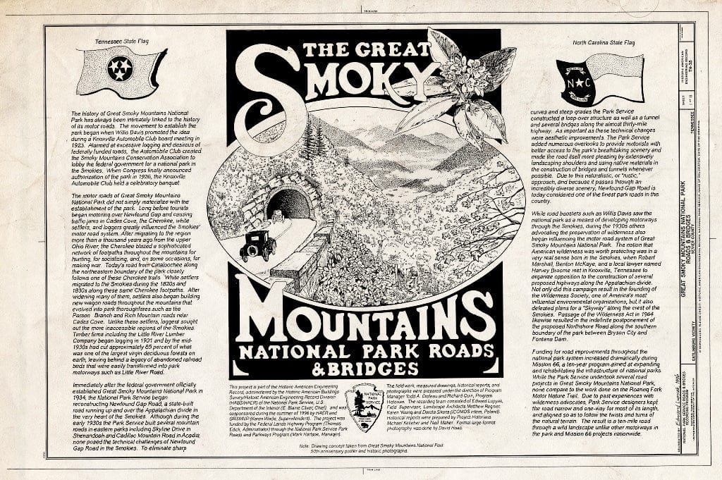 Blueprint The Great Smoky Mountains National Park Roads & Bridges, Title Sheet - Great Smoky Mountains National Park Roads & Bridges, Gatlinburg, Sevier County, TN