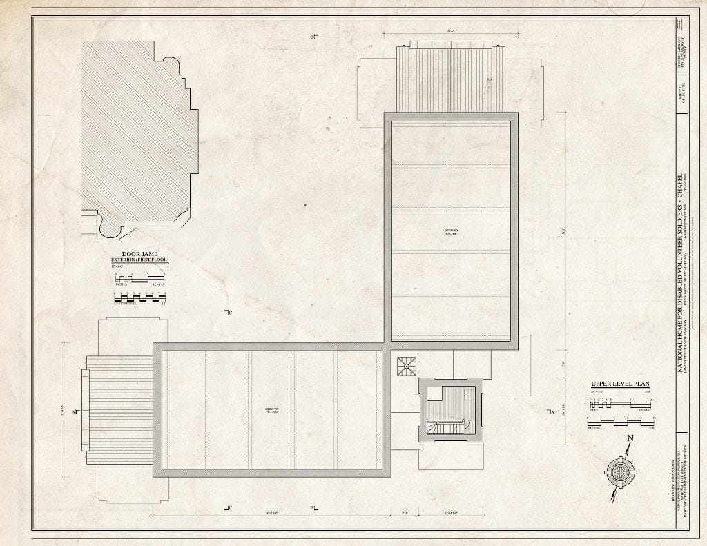 Blueprint Upper Level Plan - National Home for Disabled Volunteer Soldiers, Mountain Branch, Chapel, Lamont & Veterans Way, Johnson City, Washington County, TN