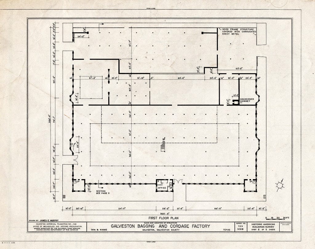 Blueprint HABS TEX,84-GALV,23- (Sheet 2 of 5) - Galveston Baggage & Cordage Factory, Winnie Street, Galveston, Galveston County, TX