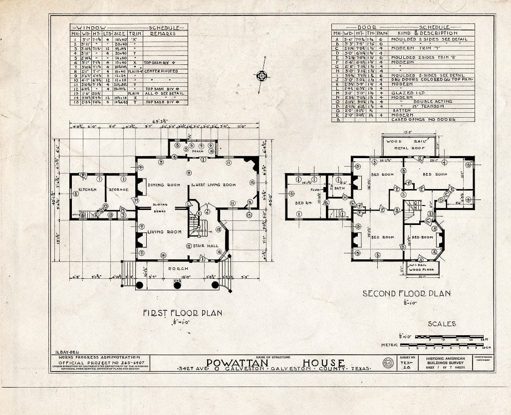Blueprint HABS TEX,84-GALV,5- (Sheet 1 of 7) - Powhatan Hotel, 3427 Avenue O, Galveston, Galveston County, TX