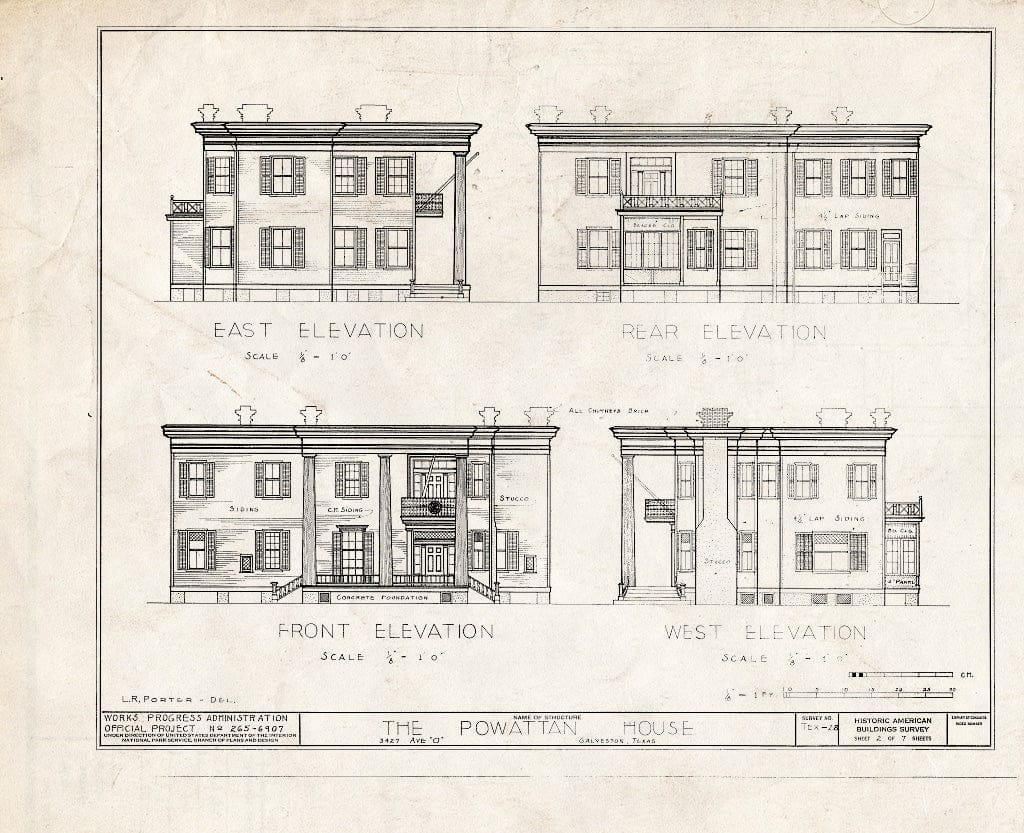 Blueprint HABS TEX,84-GALV,5- (Sheet 2 of 7) - Powhatan Hotel, 3427 Avenue O, Galveston, Galveston County, TX