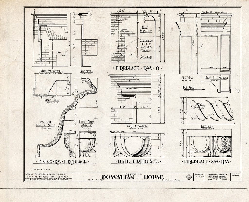 Blueprint HABS TEX,84-GALV,5- (Sheet 7 of 7) - Powhatan Hotel, 3427 Avenue O, Galveston, Galveston County, TX