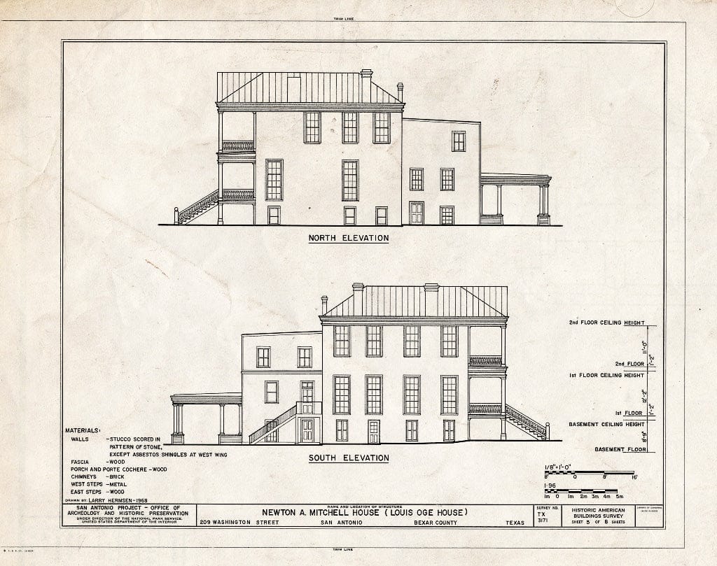 Blueprint HABS TEX,15-SANT,41- (Sheet 5 of 8) - Newton A. Mitchell House, 209 Washington Street, San Antonio, Bexar County, TX