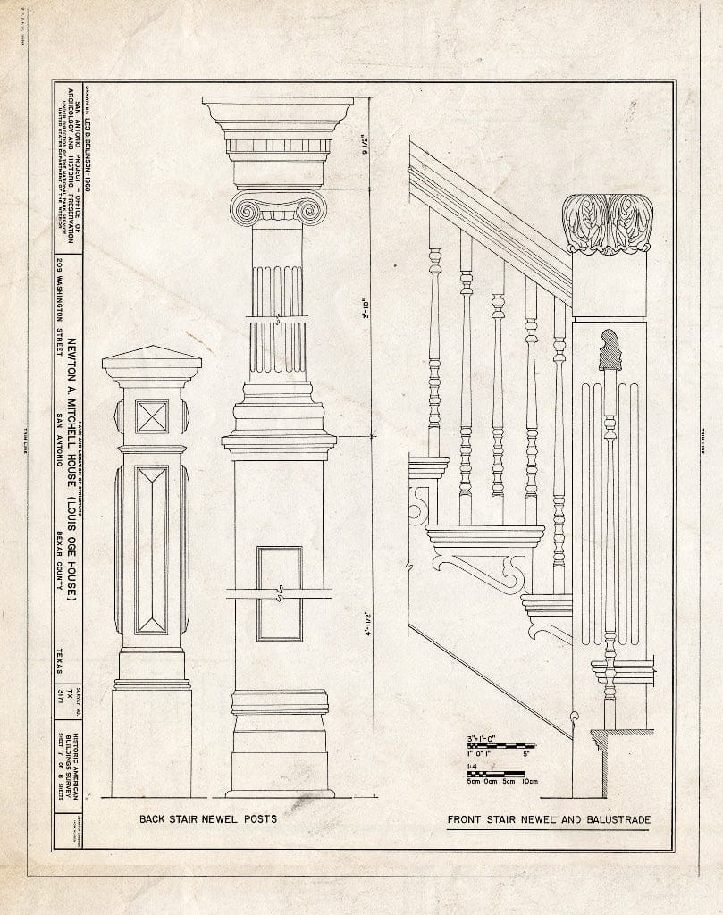 Blueprint HABS TEX,15-SANT,41- (Sheet 7 of 8) - Newton A. Mitchell House, 209 Washington Street, San Antonio, Bexar County, TX