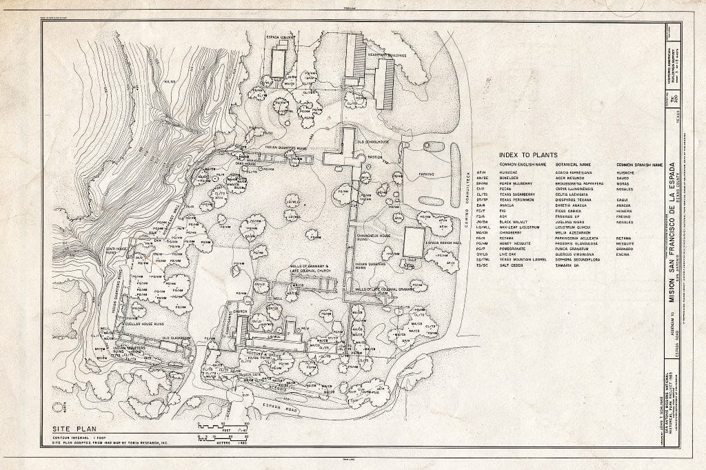 Blueprint HABS TEX,15-SANT.V,2- (Sheet 3 of 13) - Mission San Francisco de la Espada, Berg's Mill Community, San Antonio, Bexar County, TX