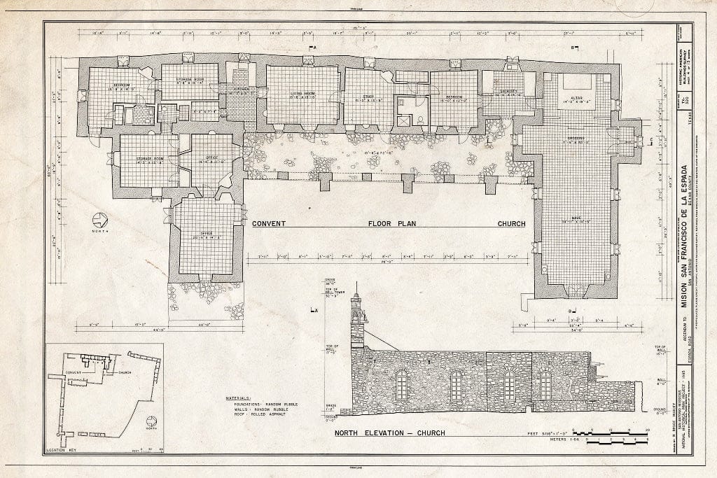Blueprint HABS TEX,15-SANT.V,2- (Sheet 4 of 13) - Mission San Francisco de la Espada, Berg's Mill Community, San Antonio, Bexar County, TX