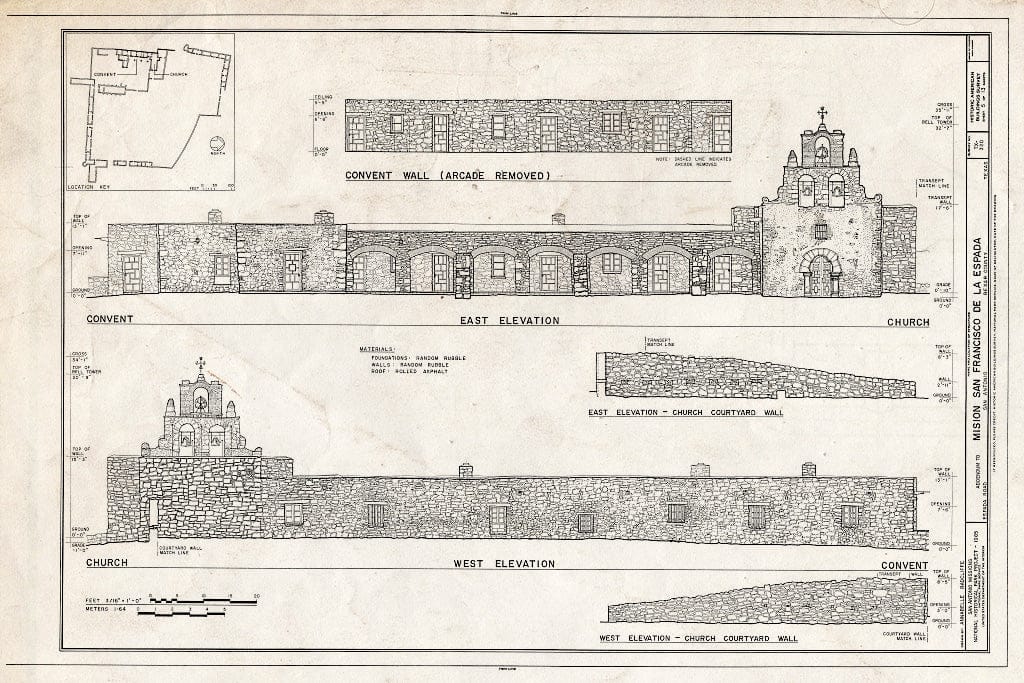 Blueprint HABS TEX,15-SANT.V,2- (Sheet 5 of 13) - Mission San Francisco de la Espada, Berg's Mill Community, San Antonio, Bexar County, TX