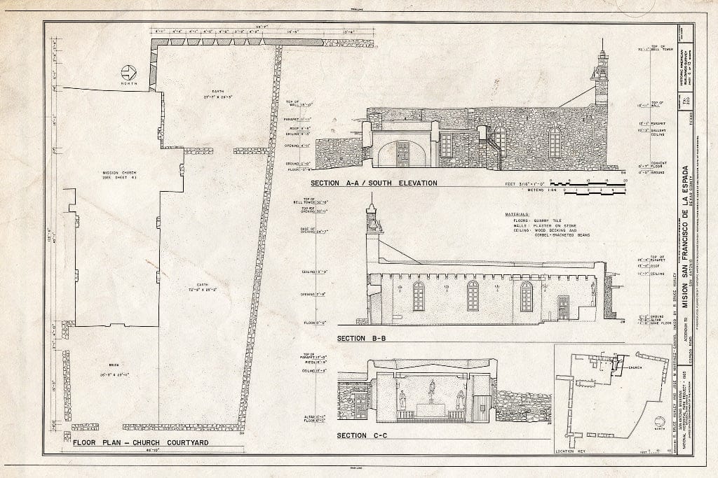 Blueprint HABS TEX,15-SANT.V,2- (Sheet 6 of 13) - Mission San Francisco de la Espada, Berg's Mill Community, San Antonio, Bexar County, TX