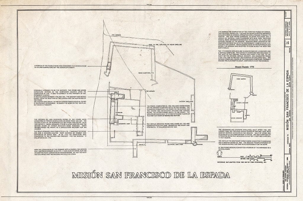 Blueprint HABS TEX,15-SANT.V,2- (Sheet 10 of 13) - Mission San Francisco de la Espada, Berg's Mill Community, San Antonio, Bexar County, TX