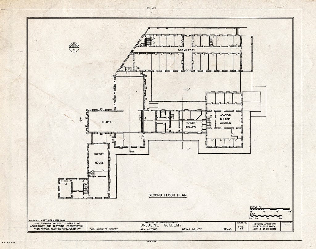 Blueprint HABS TEX,15-SANT,7- (Sheet 3 of 21) - Ursuline Academy, 300 Augusta Street, San Antonio, Bexar County, TX