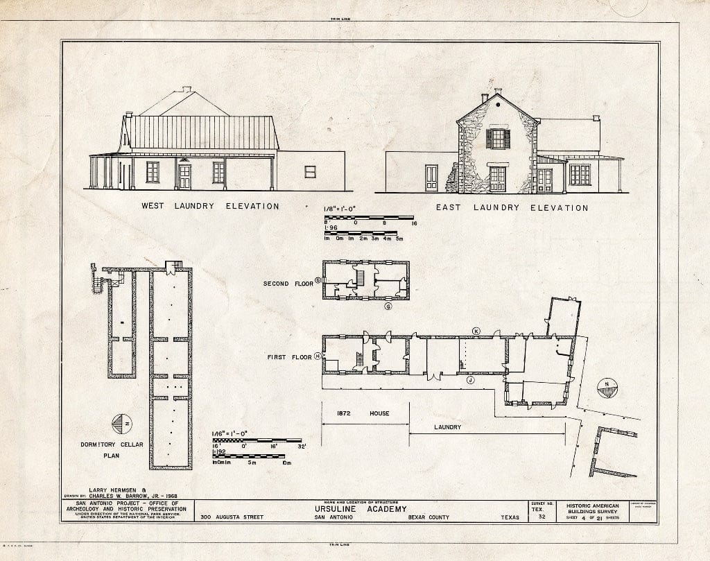 Blueprint HABS TEX,15-SANT,7- (Sheet 4 of 21) - Ursuline Academy, 300 Augusta Street, San Antonio, Bexar County, TX