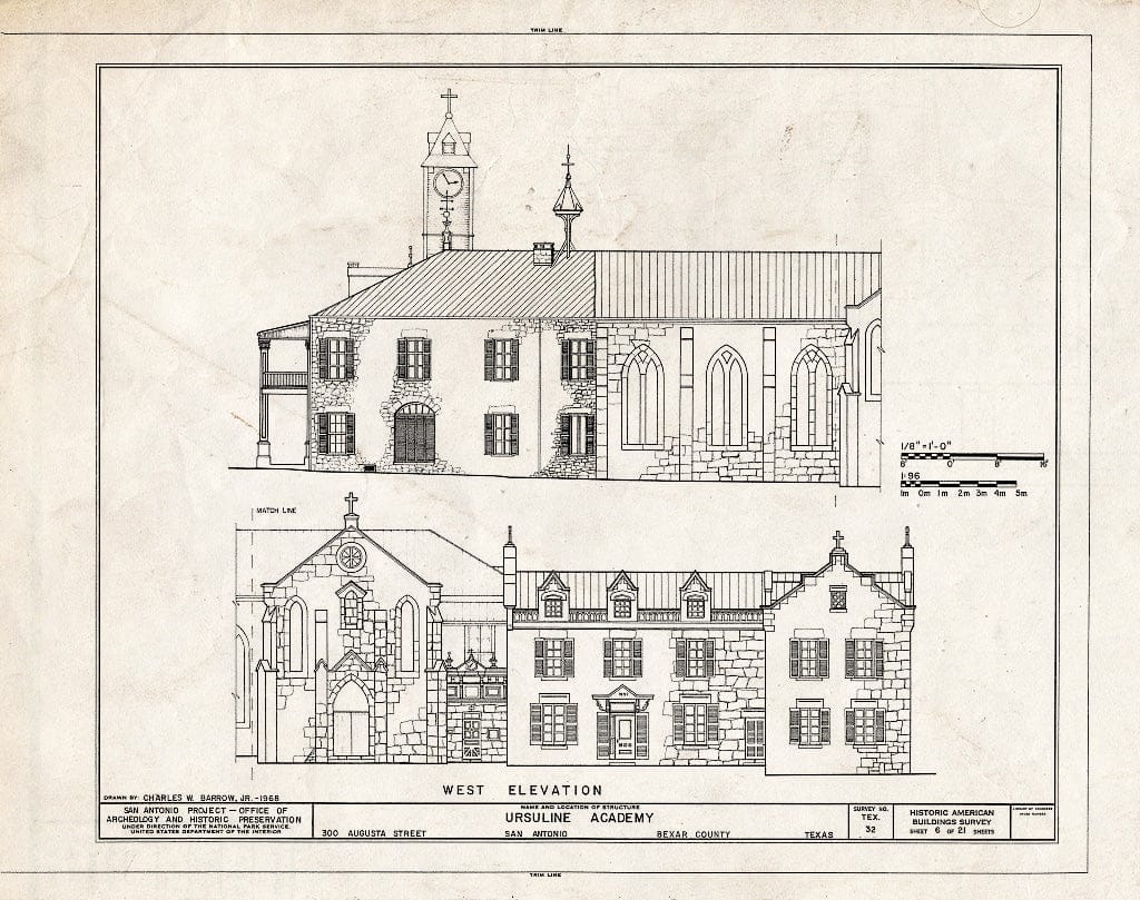 Blueprint HABS TEX,15-SANT,7- (Sheet 6 of 21) - Ursuline Academy, 300 Augusta Street, San Antonio, Bexar County, TX
