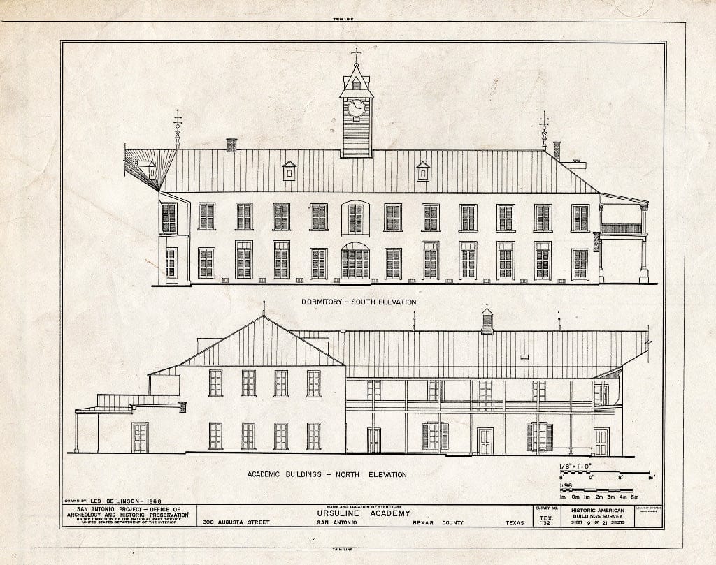 Blueprint HABS TEX,15-SANT,7- (Sheet 9 of 21) - Ursuline Academy, 300 Augusta Street, San Antonio, Bexar County, TX