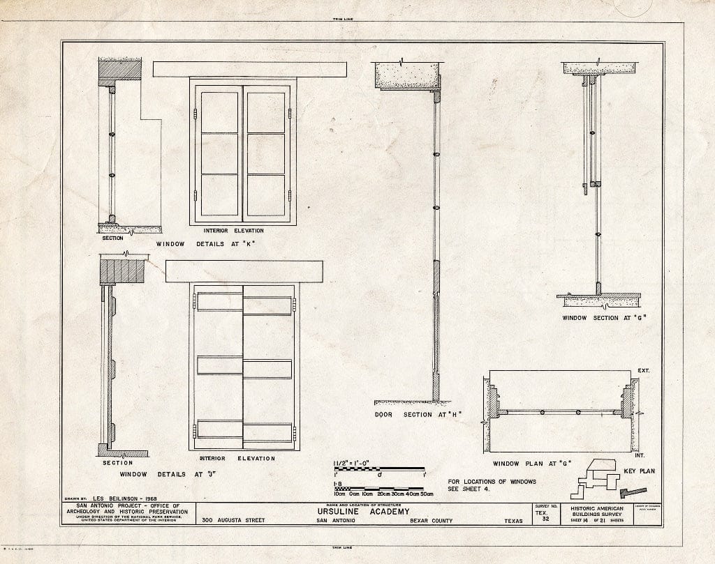 Blueprint HABS TEX,15-SANT,7- (Sheet 14 of 21) - Ursuline Academy, 300 Augusta Street, San Antonio, Bexar County, TX