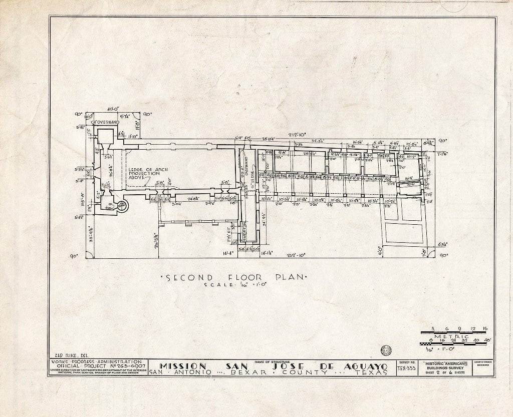 Blueprint HABS TEX,15-SANT.V,5- (Sheet 2 of 6) - Mission San Jose y San Miguel de Aguayo, Mission Road, San Antonio, Bexar County, TX