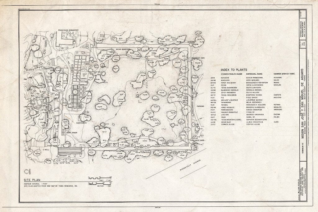 Blueprint HABS TEX,15-SANT.V,5- (Sheet 3 of 18) - Mission San Jose y San Miguel de Aguayo, Mission Road, San Antonio, Bexar County, TX