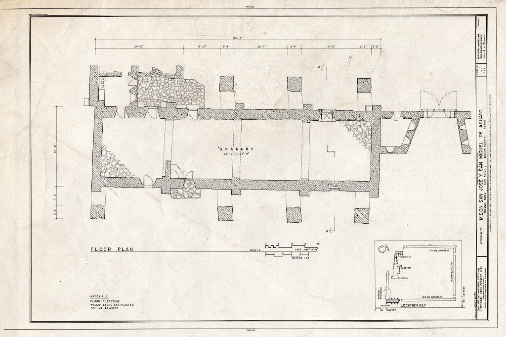 Blueprint HABS TEX,15-SANT.V,5- (Sheet 4 of 18) - Mission San Jose y San Miguel de Aguayo, Mission Road, San Antonio, Bexar County, TX