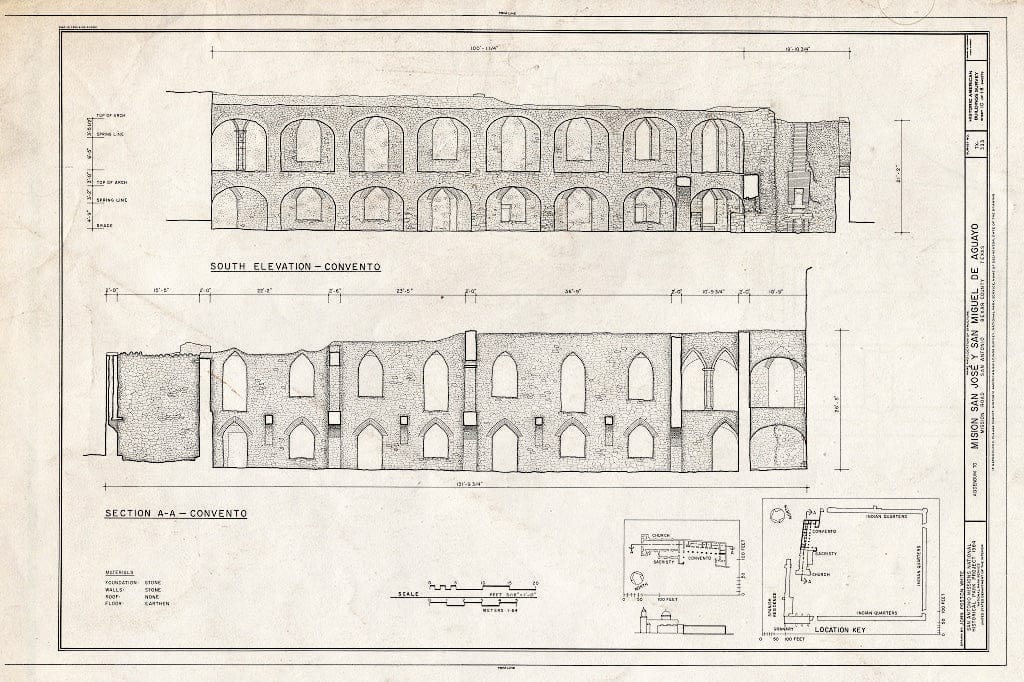 Blueprint HABS TEX,15-SANT.V,5- (Sheet 10 of 18) - Mission San Jose y San Miguel de Aguayo, Mission Road, San Antonio, Bexar County, TX