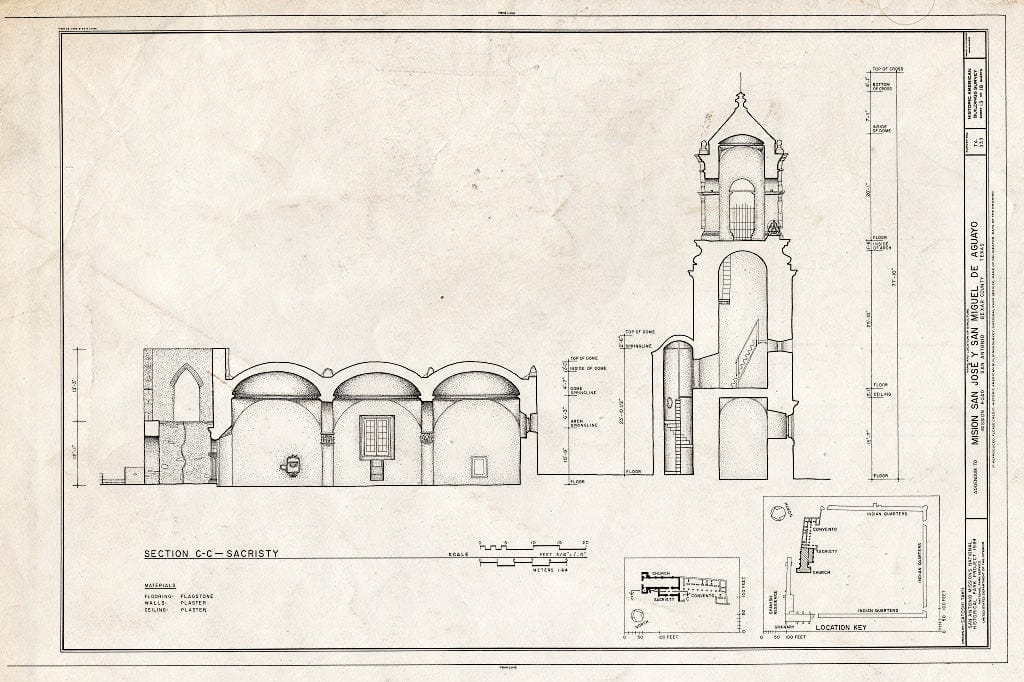 Blueprint HABS TEX,15-SANT.V,5- (Sheet 13 of 18) - Mission San Jose y San Miguel de Aguayo, Mission Road, San Antonio, Bexar County, TX
