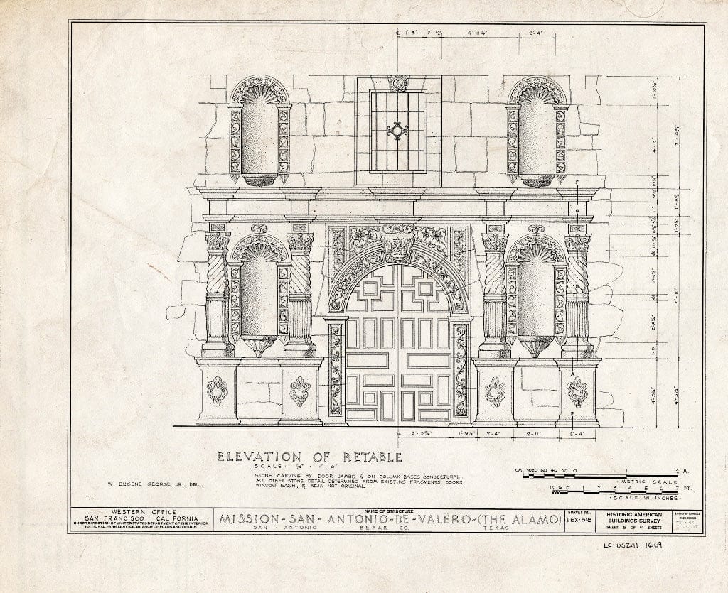 Blueprint HABS TEX,15-SANT,15- (Sheet 5 of 17) - Mission San Antonio de Valero, Alamo Plaza, San Antonio, Bexar County, TX
