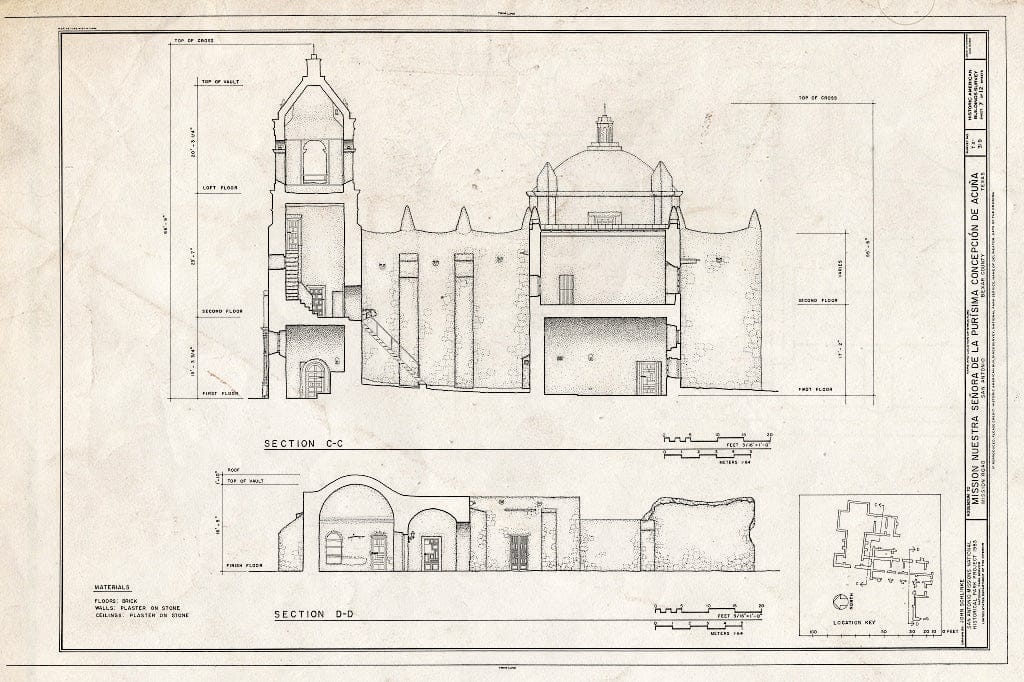 Blueprint HABS TEX,15-SANT.V,1- (Sheet 7 of 12) - Mission Nuestra Senora de La Purisima Concepcion, 807 Mission Road, San Antonio, Bexar County, TX