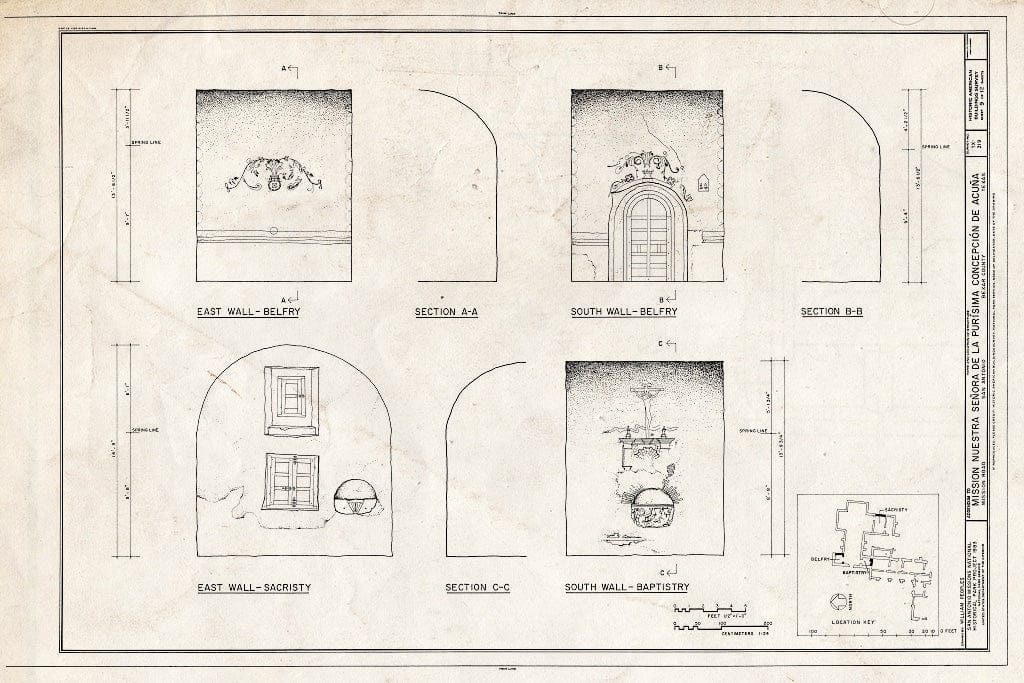 Blueprint HABS TEX,15-SANT.V,1- (Sheet 9 of 12) - Mission Nuestra Senora de La Purisima Concepcion, 807 Mission Road, San Antonio, Bexar County, TX