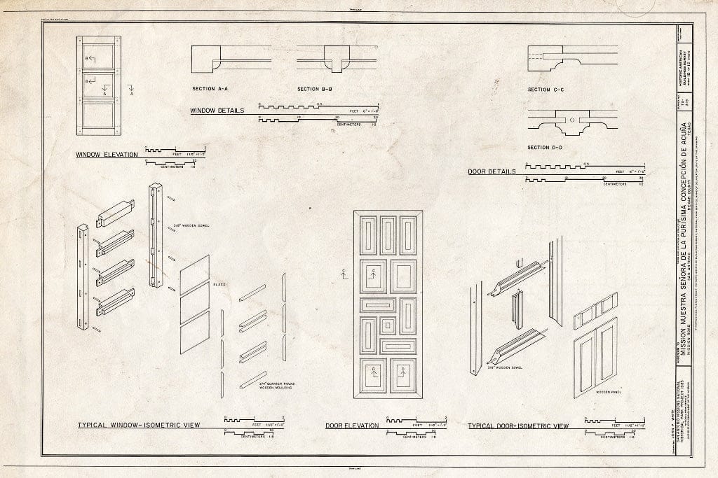 Blueprint HABS TEX,15-SANT.V,1- (Sheet 10 of 12) - Mission Nuestra Senora de La Purisima Concepcion, 807 Mission Road, San Antonio, Bexar County, TX
