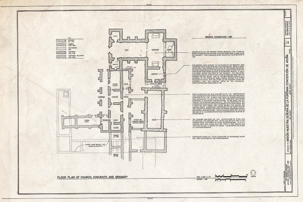 Blueprint HABS TEX,15-SANT.V,1- (Sheet 12 of 12) - Mission Nuestra Senora de La Purisima Concepcion, 807 Mission Road, San Antonio, Bexar County, TX