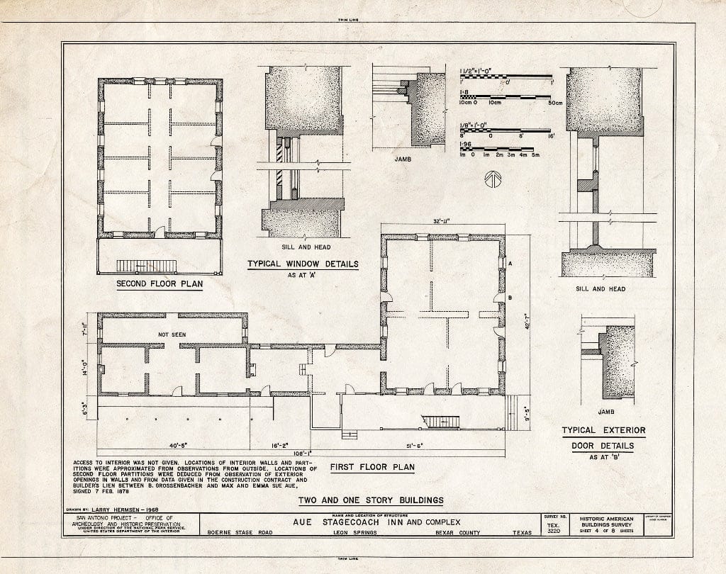 Blueprint HABS TEX,15-LESP,1- (Sheet 4 of 8) - AUE Stagecoach Inn & Complex, Boerne Stage Road, Leon Springs, Bexar County, TX