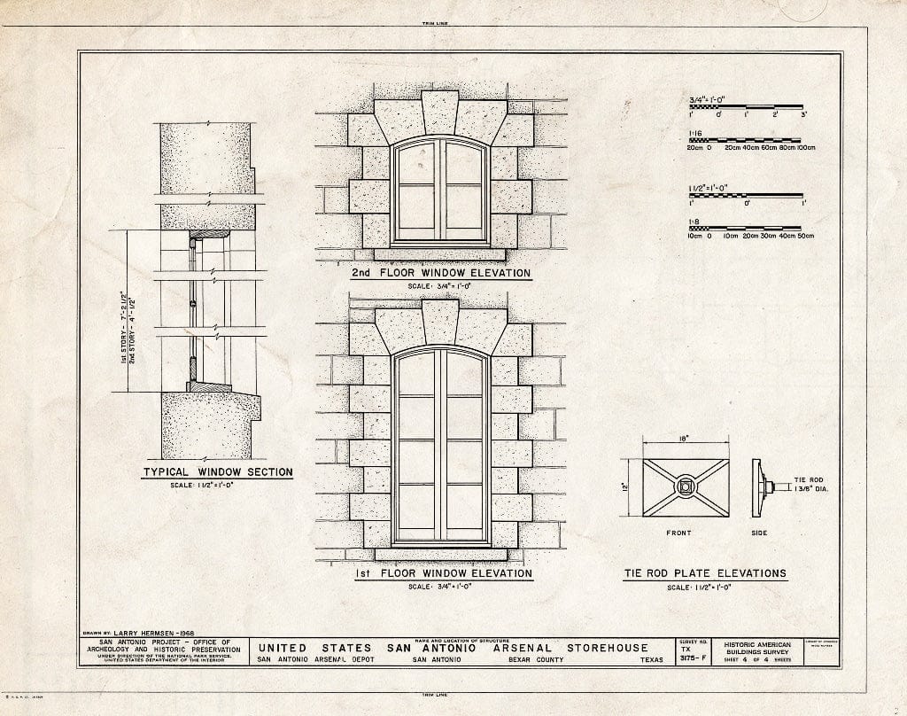 Blueprint HABS TEX,15-SANT,42F- (Sheet 4 of 4) - U.S. San Antonio Arsenal, Storehouse, San Antonio Arsenal, San Antonio, Bexar County, TX