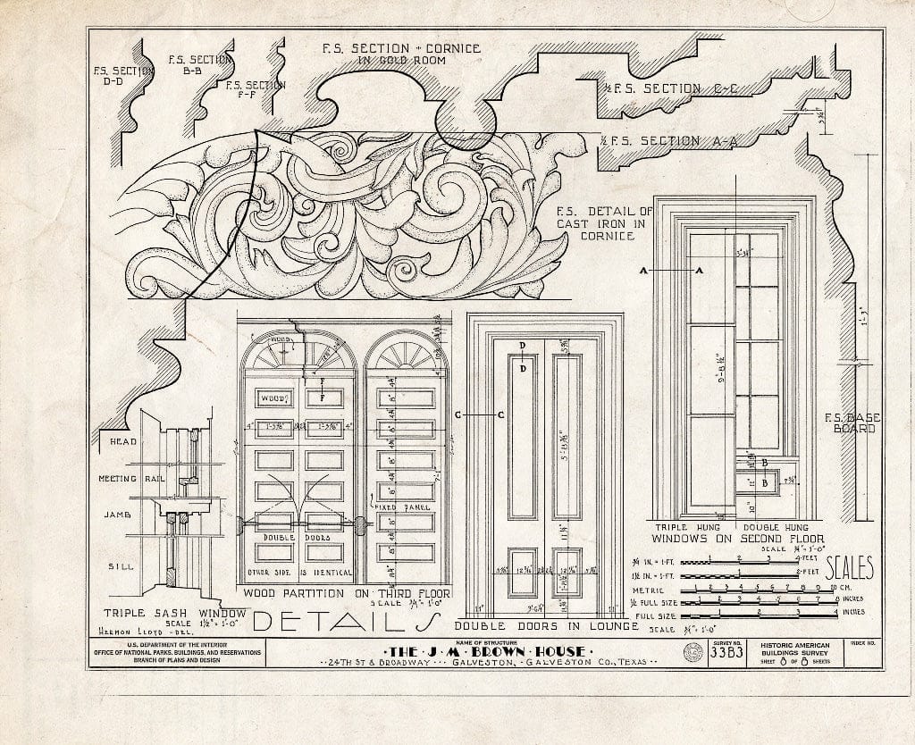 Blueprint HABS TEX,84-GALV,1- (Sheet 8 of 8) - James Mareau Brown House, 2328 Broadway, Galveston, Galveston County, TX