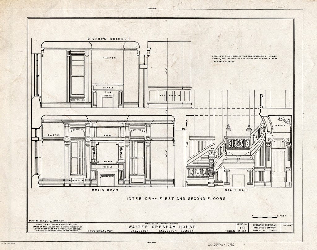 Blueprint HABS TEX,84-GALV,26- (Sheet 11 of 11) - Colonel Walter Gresham House, 1402 Broadway, Galveston, Galveston County, TX