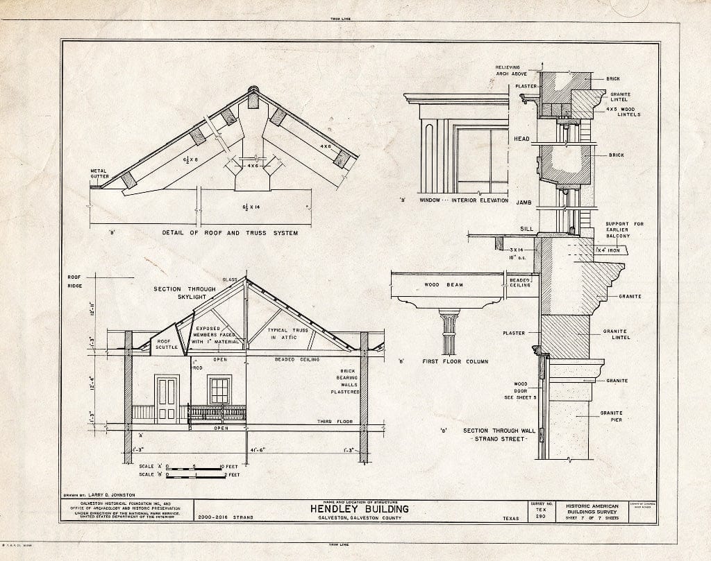 Blueprint HABS TEX,84-GALV,37- (Sheet 7 of 7) - Hendley Building, 2000-2016 Strand, Galveston, Galveston County, TX