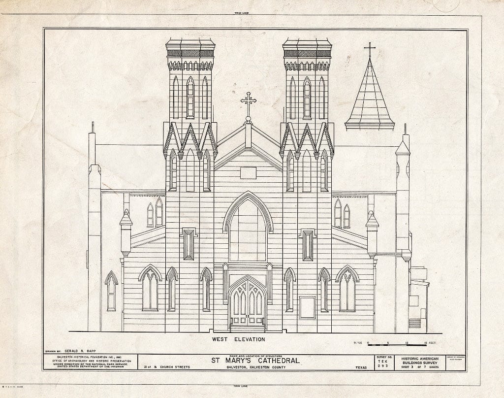 Blueprint HABS TEX,84-GALV,34- (Sheet 3 of 7) - St. Mary's Cathedral, Twenty-First Street & Church Avenue, Galveston, Galveston County, TX