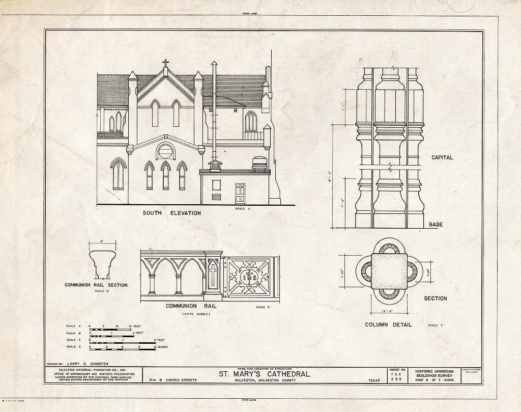 Blueprint HABS TEX,84-GALV,34- (Sheet 5 of 7) - St. Mary's Cathedral, Twenty-First Street & Church Avenue, Galveston, Galveston County, TX