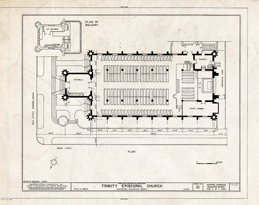 Blueprint HABS TEX,84-GALV,17- (Sheet 2 of 7) - Trinity Episcopal Church, 708 Twenty-Second Street, Galveston, Galveston County, TX