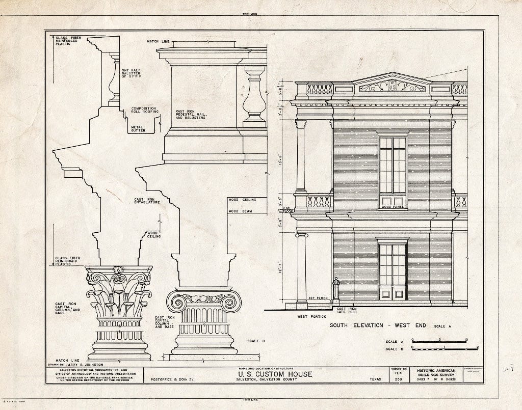Blueprint HABS TEX,84-GALV,12- (Sheet 7 of 8) - U. S. Custom House, Twentieth & Post Office Streets, Galveston, Galveston County, TX