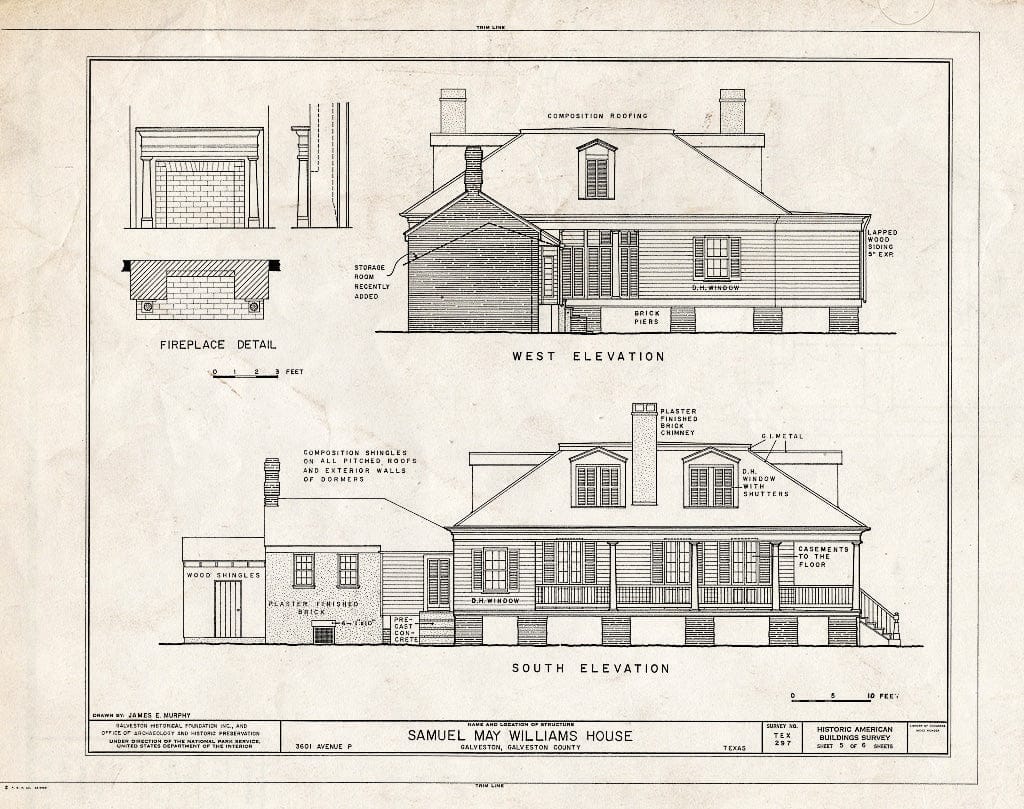 Blueprint HABS TEX,84-GALV,42- (Sheet 5 of 6) - Williams-Tucker House, 3601 Avenue P, Galveston, Galveston County, TX