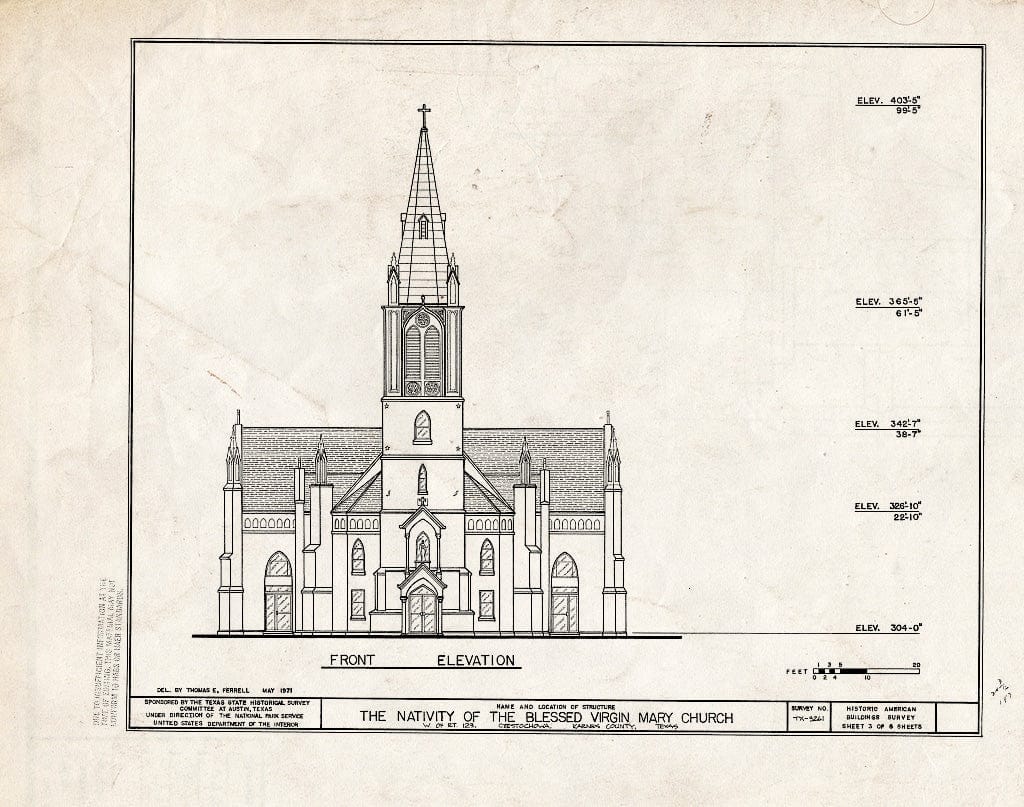 Blueprint HABS TEX,128-CESTA,1- (Sheet 3 of 6) - Nativity of The Blessed Virgin Mary Church, West of Route 123, Cestohowa, Karnes County, TX