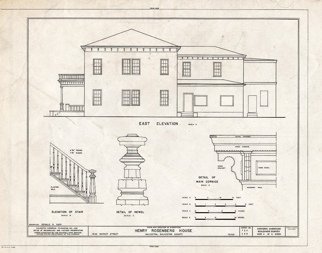 Blueprint HABS TEX,84-GALV,13- (Sheet 4 of 5) - Henry Rosenberg House, 1306 Market Street, Galveston, Galveston County, TX