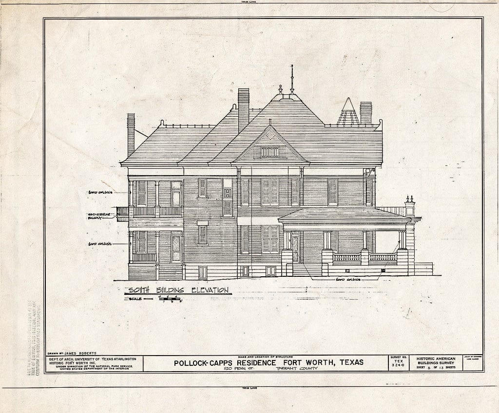 Blueprint HABS TEX,220-FOWOR,1- (Sheet 8 of 13) - Pollock-Capps Residence, 1120 Penn Street, Fort Worth, Tarrant County, TX
