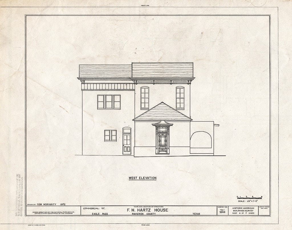 Blueprint HABS TEX,162-EAPA,3- (Sheet 4 of 7) - F. H. Hartz House, Commercial Street, Eagle Pass, Maverick County, TX