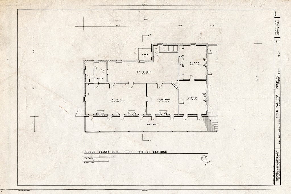 Blueprint HABS TEX,31-Brown,9- (Sheet 4 of 7) - Field-Pacheco Complex, 1049 East Monroe Street, Brownsville, Cameron County, TX