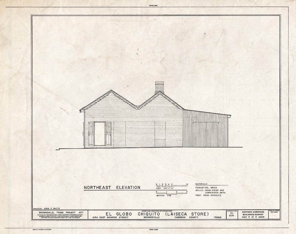 Blueprint HABS TEX,31-Brown,7- (Sheet 4 of 4) - El Globo Chiquito, 1054 East Monroe Street, Brownsville, Cameron County, TX