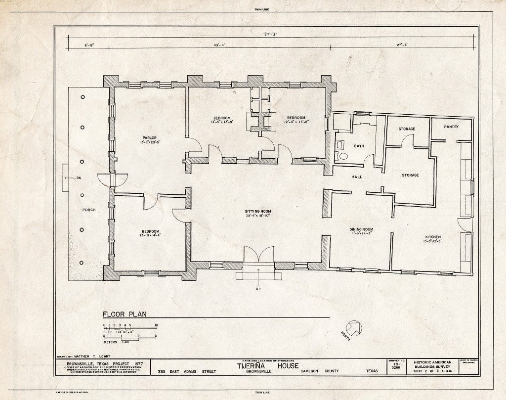 Blueprint HABS TEX,31-Brown,17- (Sheet 2 of 3) - Tomas Tijerina House, 333 East Adams Street, Brownsville, Cameron County, TX