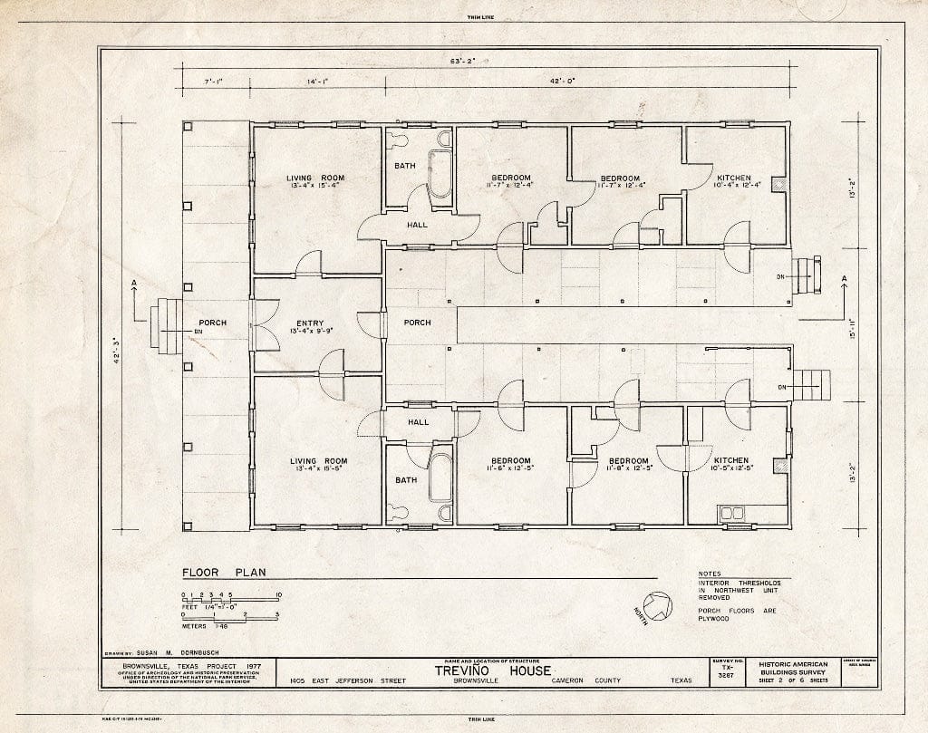 Blueprint HABS TEX,31-Brown,18- (Sheet 2 of 6) - Trevino House, 1405 East Jefferson Street, Brownsville, Cameron County, TX