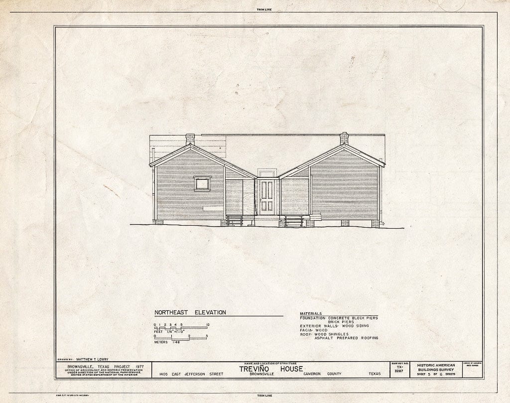 Blueprint HABS TEX,31-Brown,18- (Sheet 5 of 6) - Trevino House, 1405 East Jefferson Street, Brownsville, Cameron County, TX