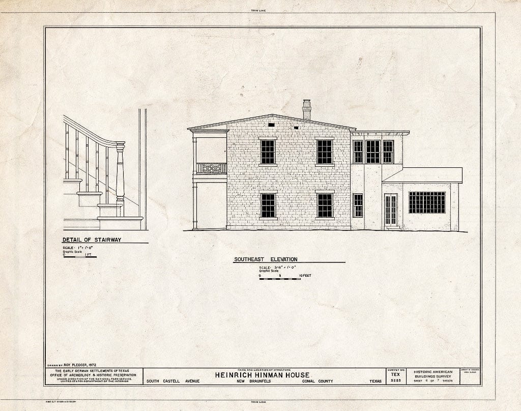 Blueprint HABS TEX,46-NEBRA,7- (Sheet 6 of 7) - Heinrich Hinman House, Castell Avenue, New Braunfels, Comal County, TX